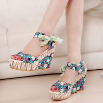 Blue Casual Frenulum Round Out Door Shoes