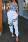 Red Casual Print Patchwork Harlan High Waist Harlan Positioning Print Bottoms