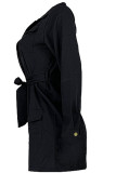 White Turndown Collar Zippered Bandage Solid Pure Long Sleeve Coats & Cardigan