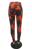 Rose Red Fashion Casual Print Camouflage Print Regular Mid Waist Pencil Bottoms