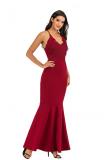 Red Fashion adult Sexy Spaghetti Strap Sleeveless Slip Slim Dress Floor-Length Patchwork Solid