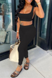 White Casual Sportswear Solid Backless Boat Neck Sleeveless Two Pieces