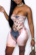 Colour Fashion Sexy Print Backless Strapless Sleeveless Two Pieces