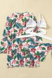 Baby Blue Sexy Print Bandage Patchwork Swimwears Three Piece