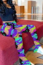 purple Green Orange Yellow purple Army Green Elastic Fly Mid camouflage Boot Cut Pants Bottoms