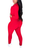 Red Fashion Sexy Adult Patchwork Solid Patchwork Turndown Collar Long Sleeve Regular Sleeve Regular Two Pieces