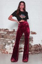 Red Elastic Fly Sleeveless High Solid Patchwork Loose Pants Pants