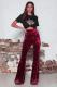 Red Elastic Fly Sleeveless High Solid Patchwork Loose Pants Pants
