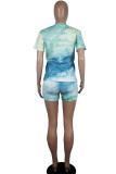 Yellow Fashion Casual Print Character Two Piece Suits Straight Short Sleeve Two Pieces