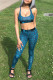 Blue Fashion Sexy Printed Vest Trousers Set