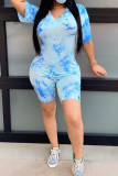 Green Fashion Casual adult Ma'am Patchwork Print Tie Dye Two Piece Suits Straight Short Sleeve Two Pieces