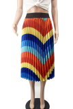 Rainbow Color Casual Striped Patchwork Loose Mid Waist Type A Bottoms