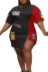 Black and red Street O Neck Patchwork asymmetrical Pattern Plus Size