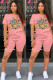 Pink Fashion Casual adult Patchwork Print Character Two Piece Suits Straight Short Sleeve Two Pieces