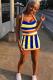 Blue adult Fashion Casual Patchwork Print Two Piece Suits Skinny Sleeveless Two-Piece Dress