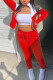 Red Fashion Sportswear Adult Patchwork Solid Patchwork O Neck Long Sleeve Regular Sleeve Regular Two Pieces