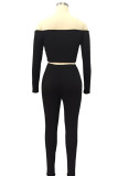 Wine Red Sportswear Solid Patchwork Bateau Neck Long Sleeve Two Pieces