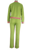 Pink Casual Solid Patchwork O Neck Long Sleeve Two Pieces