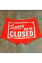 Red Elastic Fly Low Print Straight shorts Bottoms