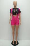 Orange Fashion Sexy adult Patchwork Print Two Piece Suits pencil Short Sleeve Two Pieces