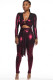 Maroon street Solid Patchwork Chemical fiber blend Long Sleeve V Neck 