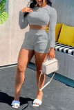 Black Fashion Casual Solid Backless Strap Design O Neck Long Sleeve Two Pieces