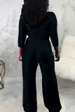 Grey Elegant Solid Without Belt O Neck Long Sleeve Two Pieces