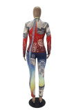 Colour Sexy Print O Neck Skinny Jumpsuits