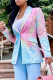 Colour Fashion Casual Print Tie Dye Patchwork Turndown Collar Outerwear