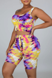 Red Sexy Print Patchwork U Neck Sleeveless Two Pieces