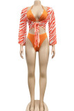 Leopard Print Sexy Print Patchwork Frenulum Swimwears Three pieces