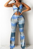 Red Fashion Casual Print Backless V Neck Sleeveless Two Pieces