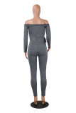 Light Gray Long Sleeve Mid bandage Solid pencil Pants 