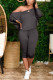 Black Sexy Solid pencil Long Sleeve Two Pieces