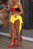 Light Blue Yellow Light Blue Dark Blue Denim Zipper Fly Mid Hole washing Zippered Straight shorts Bottoms