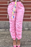 Pink Fashion Casual adult Ma'am Solid Plus Size