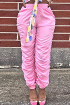 Pink Fashion Casual adult Ma'am Solid Plus Size