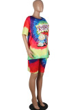 White Fashion Casual adult Ma'am Print Character Two Piece Suits Straight Short Sleeve Two Pieces