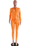 Blue Fashion adult Ma'am Street Solid Two Piece Suits pencil Long Sleeve Two Pieces