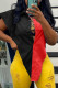Black Red Fashion Casual Patchwork Asymmetrical Turndown Collar Tops