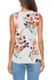 Light Blue V Neck Sleeveless asymmetrical Print Button Floral Sweaters & Cardigans