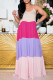 Purple Casual Color Lump Patchwork Spaghetti Strap Straight Dresses