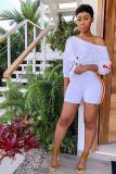 White Casual Sexy Fashion Bandage asymmetrical Solid Two Piece Suits Regular Three Quarter Two-