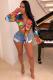 multicolor V Neck Long Sleeve Print Floral Long Sleeve Tops