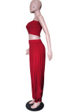 Blue Fashion Sexy adult Ma'am Solid Two Piece Suits Harlan pants Sleeveless Two Pieces
