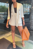 Milky Casual Leopard Patchwork Turndown Collar Long Sleeve Two Pieces