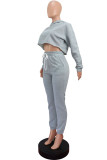 Black Casual Solid Patchwork Hooded Collar Long Sleeve Regular Sleeve Short Two Pieces