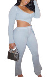 Black Sexy Europe and America Patchwork Solid asymmetrical Straight Long Sleeve Two Pieces