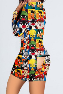 Colour Casual Living Print Basic V Neck Regular Romper