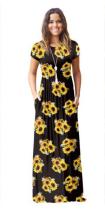 As Show-3 Brief Cute O-Neck Short Sleeve Loose Long Print Dresses